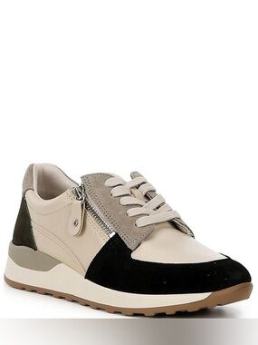 NWT Brioso Mimi Leather Zip Sneakers Sz 8,5 Rice/Black/Olive